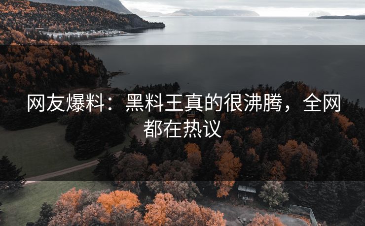 网友爆料：黑料王真的很沸腾，全网都在热议