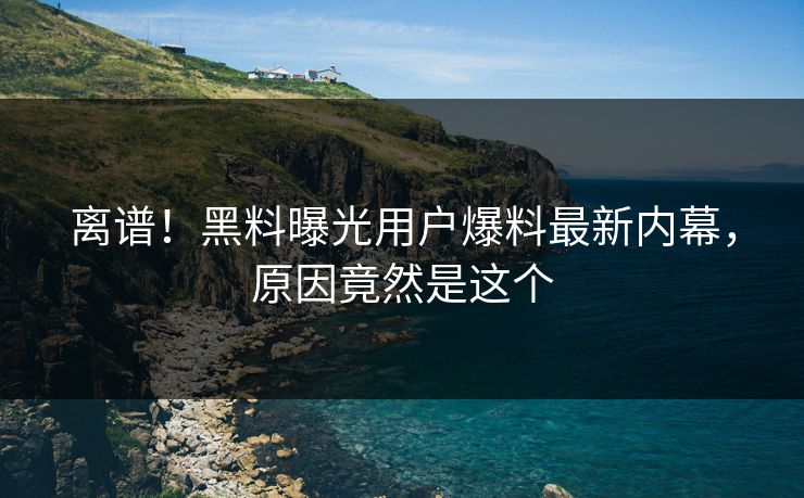 离谱！黑料曝光用户爆料最新内幕，原因竟然是这个