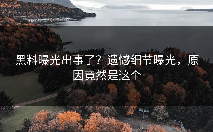 黑料曝光出事了？遗憾细节曝光，原因竟然是这个