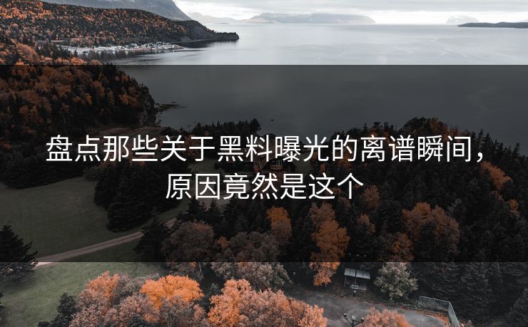 盘点那些关于黑料曝光的离谱瞬间，原因竟然是这个