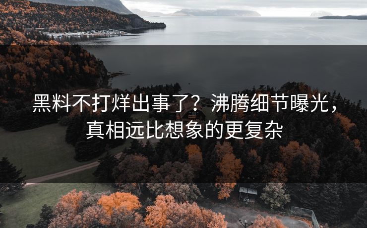 黑料不打烊出事了？沸腾细节曝光，真相远比想象的更复杂