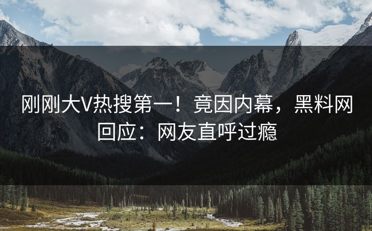 刚刚大V热搜第一！竟因内幕，黑料网回应：网友直呼过瘾