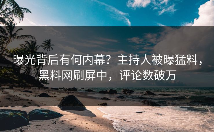 曝光背后有何内幕？主持人被曝猛料，黑料网刷屏中，评论数破万
