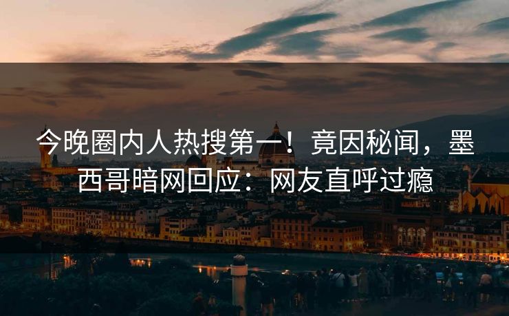 今晚圈内人热搜第一！竟因秘闻，墨西哥暗网回应：网友直呼过瘾