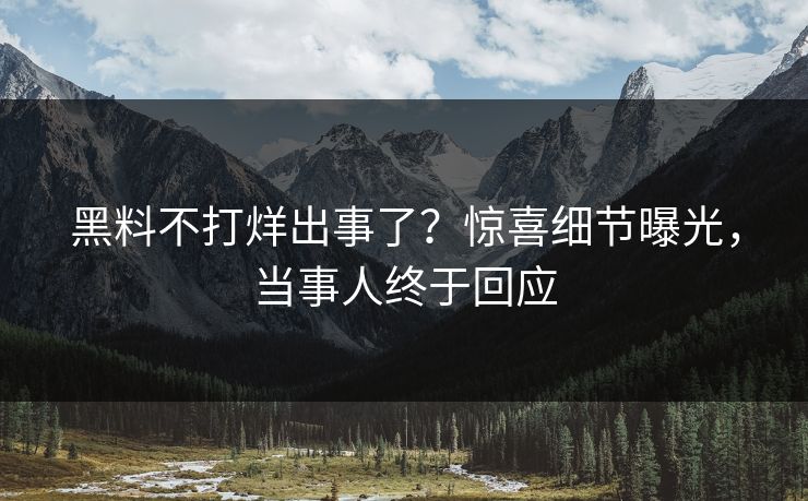 黑料不打烊出事了？惊喜细节曝光，当事人终于回应