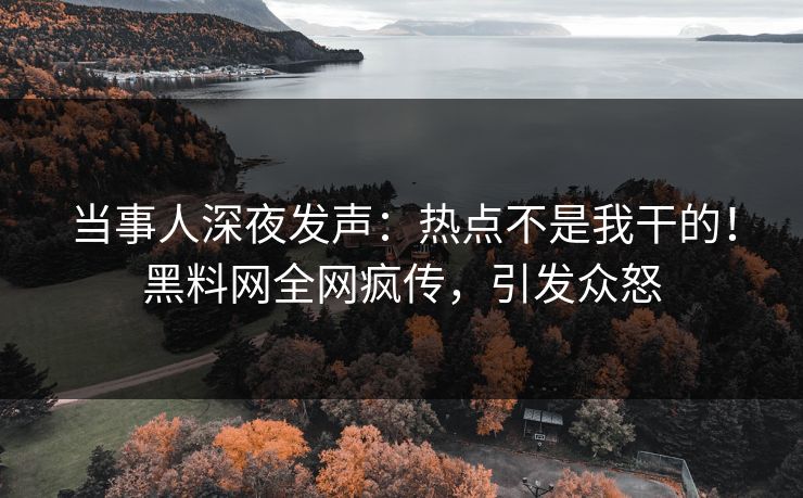 当事人深夜发声：热点不是我干的！黑料网全网疯传，引发众怒