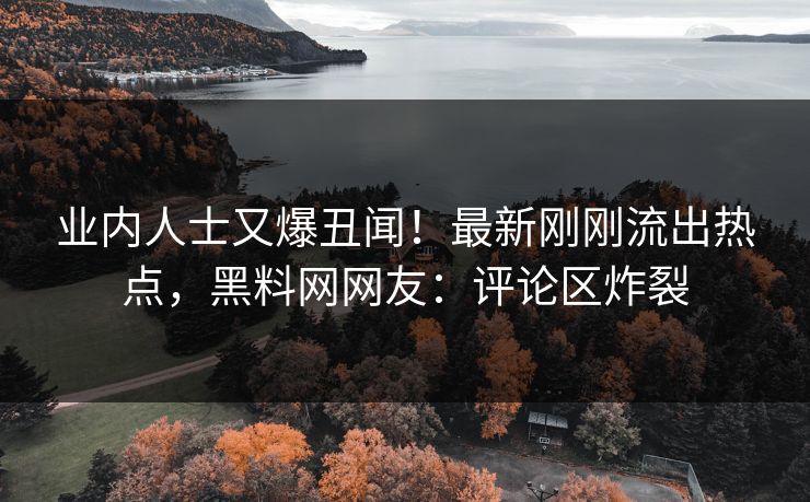 业内人士又爆丑闻！最新刚刚流出热点，黑料网网友：评论区炸裂