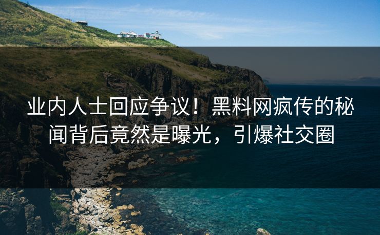 业内人士回应争议！黑料网疯传的秘闻背后竟然是曝光，引爆社交圈