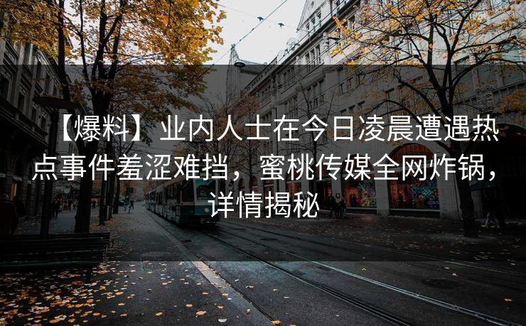 【爆料】业内人士在今日凌晨遭遇热点事件羞涩难挡，蜜桃传媒全网炸锅，详情揭秘