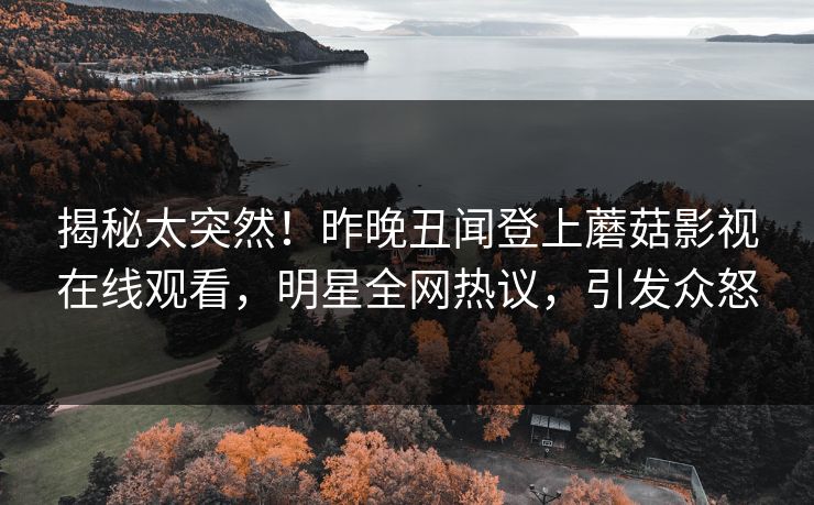 揭秘太突然！昨晚丑闻登上蘑菇影视在线观看，明星全网热议，引发众怒