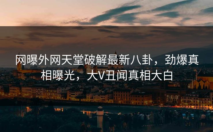 网曝外网天堂破解最新八卦，劲爆真相曝光，大V丑闻真相大白